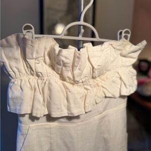 Princess Polly Ruffled Off-Shoulder Cream Romper